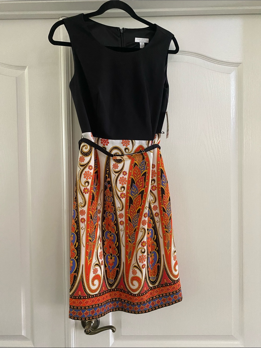 Charter Club Black Bodice Paisley-Print Midi Dress